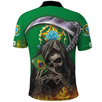 Brazil Hoodie Polo Shirt Brazil Reaper Skull Fire - Wonder Print Shop
