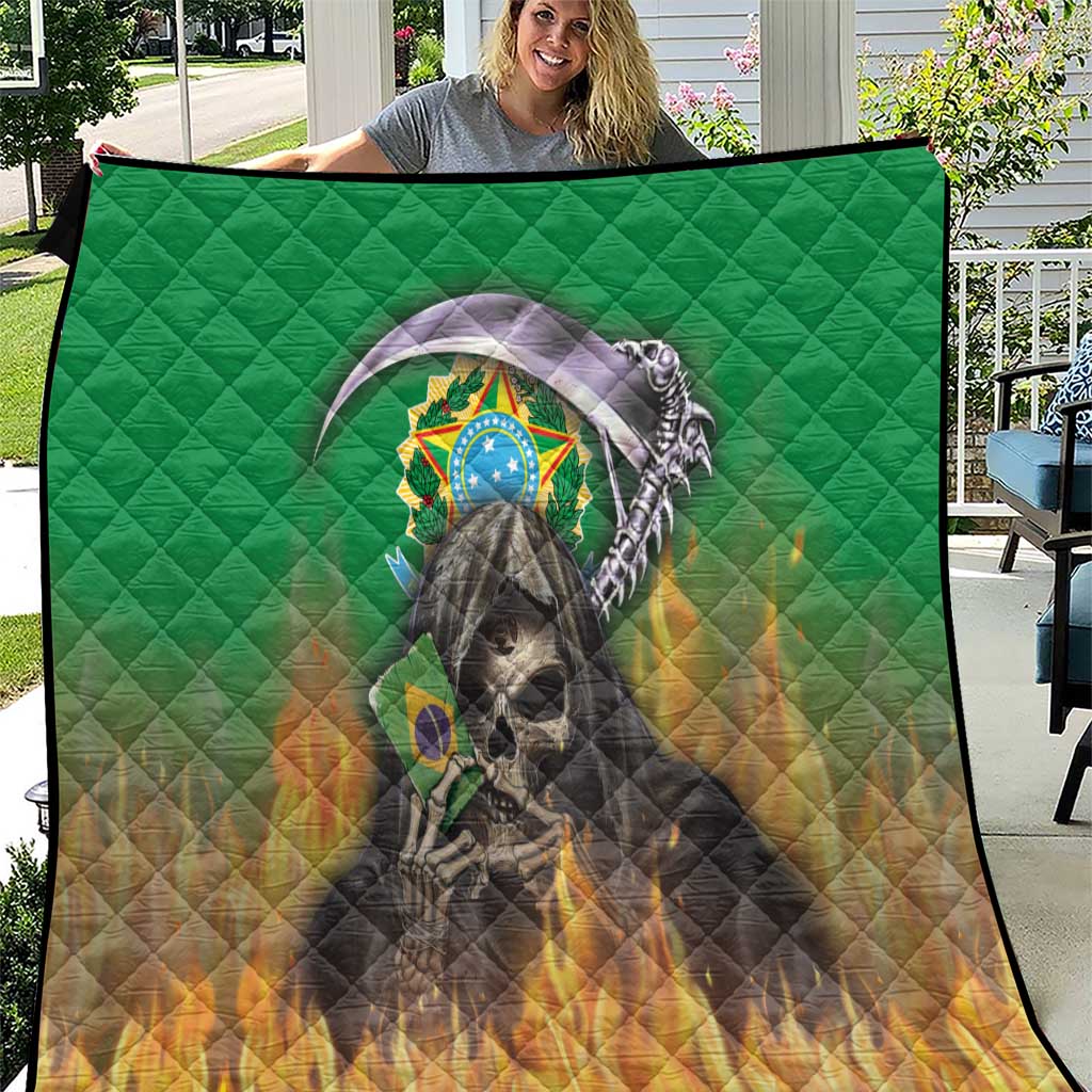 Brazil Hoodie Quilt Brazil Reaper Skull Fire - Wonder Print Shop
