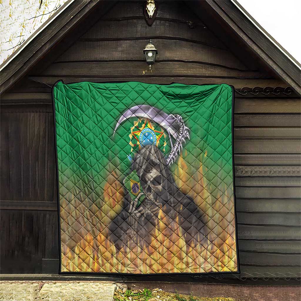 Brazil Hoodie Quilt Brazil Reaper Skull Fire - Wonder Print Shop
