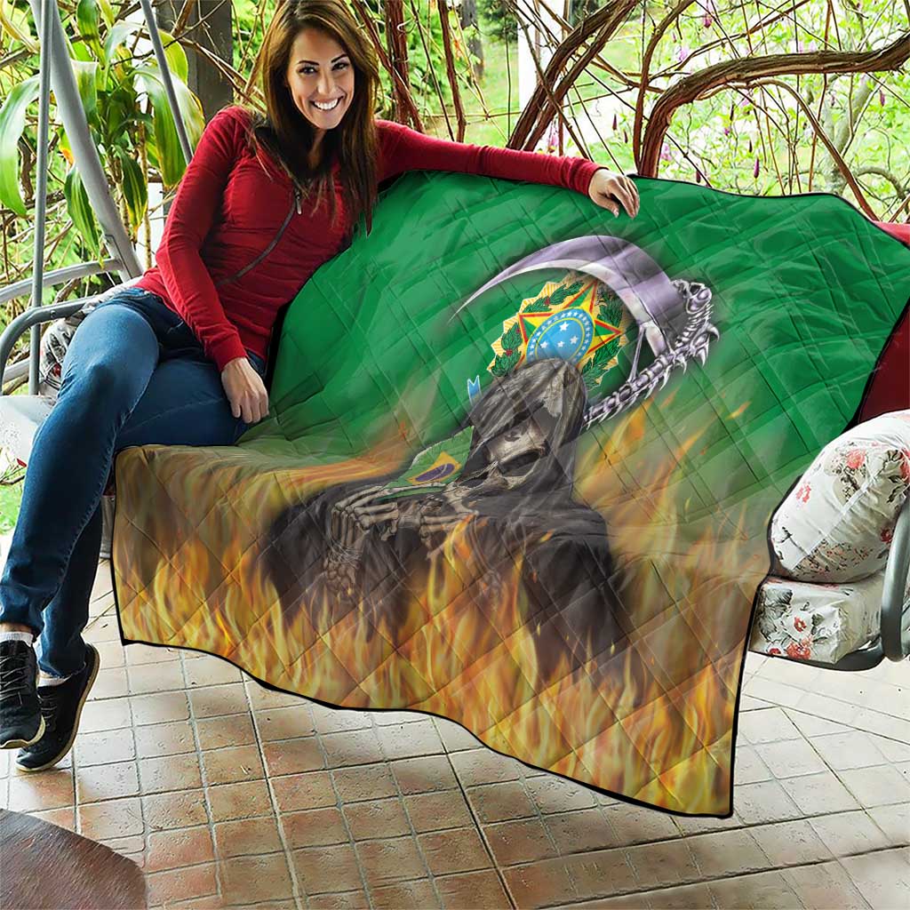 Brazil Hoodie Quilt Brazil Reaper Skull Fire - Wonder Print Shop