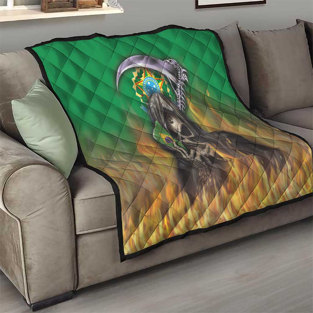 Brazil Hoodie Quilt Brazil Reaper Skull Fire - Wonder Print Shop