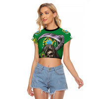 Brazil Hoodie Raglan Cropped T Shirt Brazil Reaper Skull Fire - Wonder Print Shop
