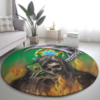Brazil Hoodie Round Carpet Brazil Reaper Skull Fire