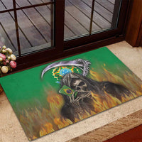 Brazil Hoodie Rubber Doormat Brazil Reaper Skull Fire - Wonder Print Shop