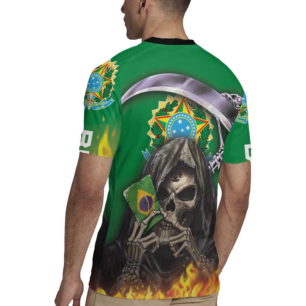 Brazil Hoodie Rugby Jersey Brazil Reaper Skull Fire - Wonder Print Shop