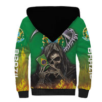 Brazil Hoodie Sherpa Hoodie Brazil Reaper Skull Fire - Wonder Print Shop
