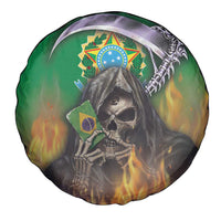 Brazil Hoodie Spare Tire Cover Brazil Reaper Skull Fire - Wonder Print Shop