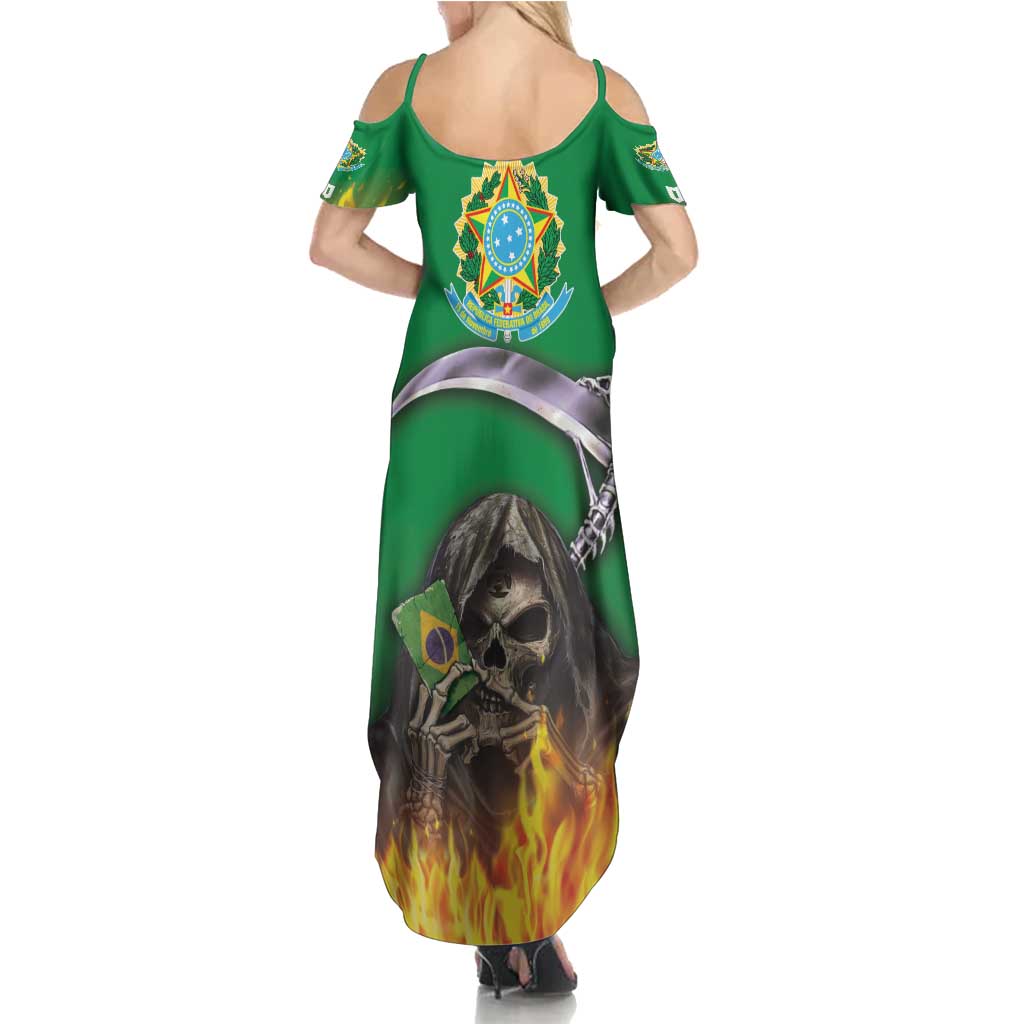 Brazil Hoodie Summer Maxi Dress Brazil Reaper Skull Fire - Wonder Print Shop