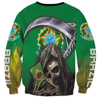 Brazil Hoodie Sweatshirt Brazil Reaper Skull Fire - Wonder Print Shop