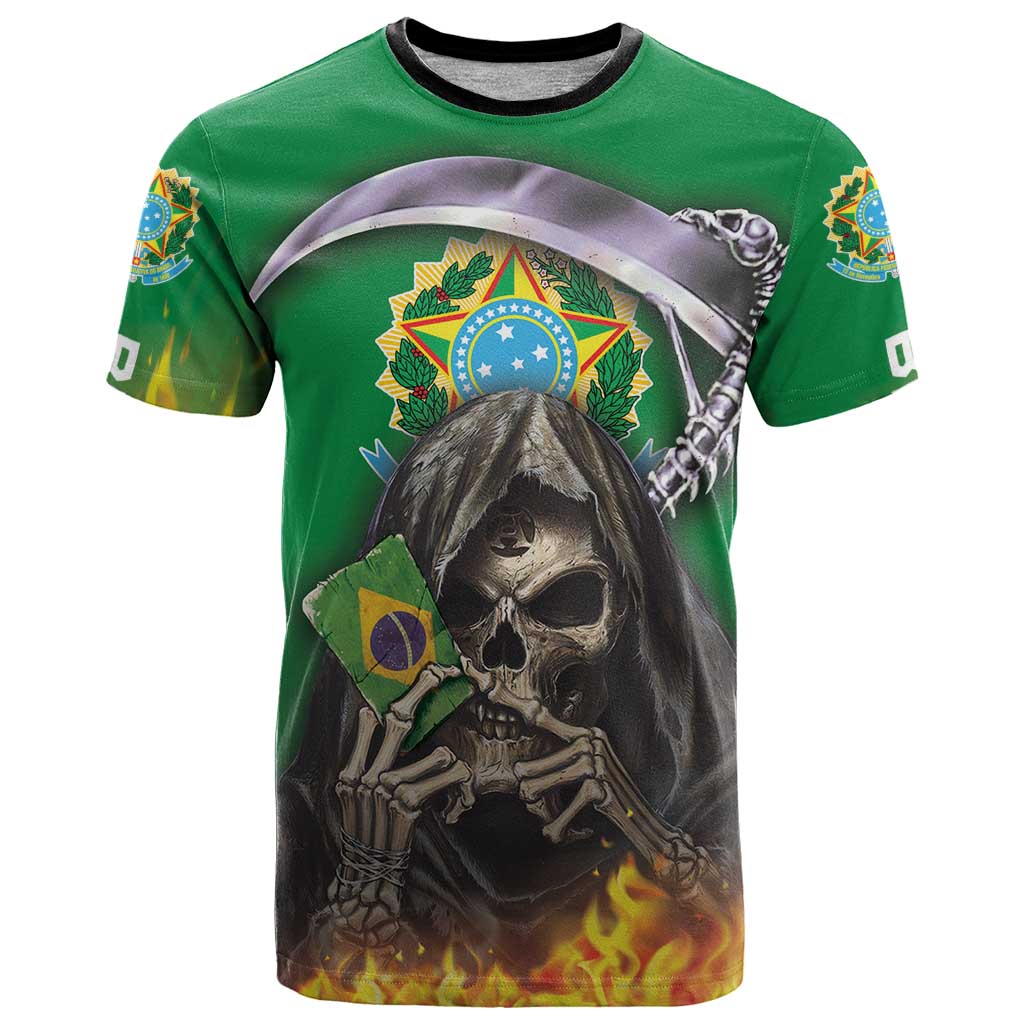 Brazil Hoodie T Shirt Brazil Reaper Skull Fire - Wonder Print Shop