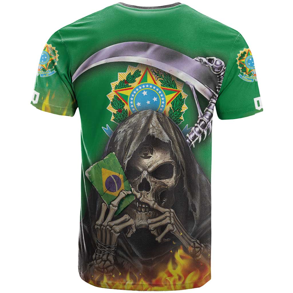 Brazil Hoodie T Shirt Brazil Reaper Skull Fire - Wonder Print Shop