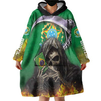Brazil Hoodie Wearable Blanket Hoodie Brazil Reaper Skull Fire - Wonder Print Shop