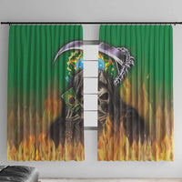 Brazil Hoodie Window Curtain Brazil Reaper Skull Fire - Wonder Print Shop