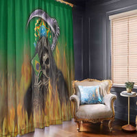 Brazil Hoodie Window Curtain Brazil Reaper Skull Fire - Wonder Print Shop