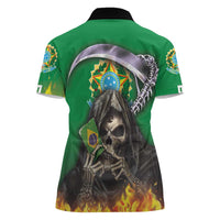 Brazil Hoodie Women Polo Shirt Brazil Reaper Skull Fire - Wonder Print Shop