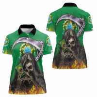 Brazil Hoodie Women Polo Shirt Brazil Reaper Skull Fire - Wonder Print Shop