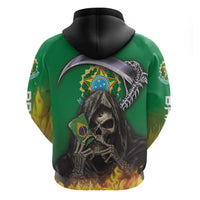 Brazil Hoodie Zip Hoodie Brazil Reaper Skull Fire - Wonder Print Shop