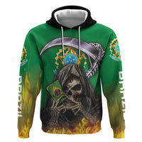 Brazil Hoodie Zip Hoodie Brazil Reaper Skull Fire - Wonder Print Shop