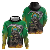 Brazil Hoodie Zip Hoodie Brazil Reaper Skull Fire - Wonder Print Shop