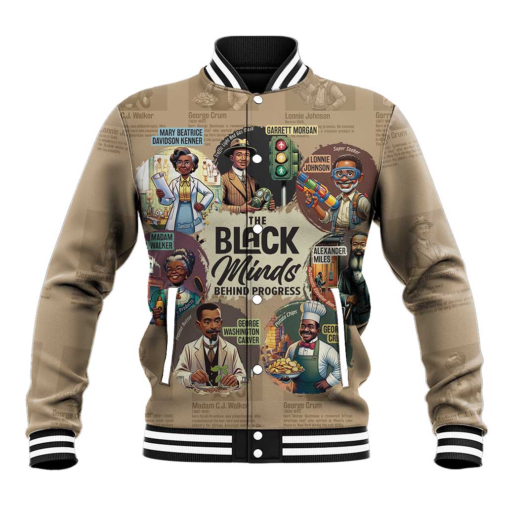 The Black Minds Behind Progress Baseball Jacket Africa Black Invention - Wonder Print Shop