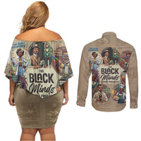 The Black Minds Behind Progress Couples Matching Off Shoulder Short Dress and Long Sleeve Button Shirt Africa Black Invention - Wonder Print Shop