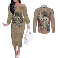 The Black Minds Behind Progress Couples Matching Off The Shoulder Long Sleeve Dress and Long Sleeve Button Shirt Africa Black Invention