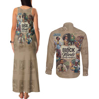 The Black Minds Behind Progress Couples Matching Tank Maxi Dress and Long Sleeve Button Shirt Africa Black Invention - Wonder Print Shop