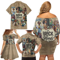 The Black Minds Behind Progress Family Matching Off Shoulder Short Dress and Hawaiian Shirt Africa Black Invention - Wonder Print Shop