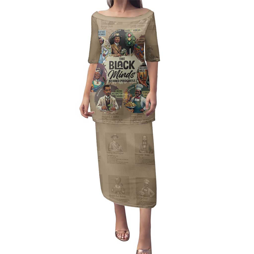 The Black Minds Behind Progress Family Matching Puletasi and Hawaiian Shirt Africa Black Invention - Wonder Print Shop