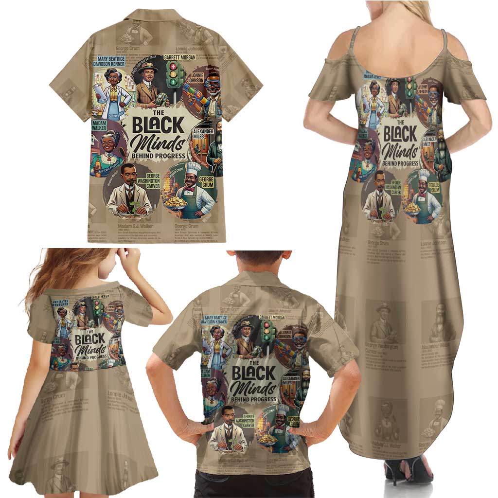 The Black Minds Behind Progress Family Matching Summer Maxi Dress and Hawaiian Shirt Africa Black Invention - Wonder Print Shop