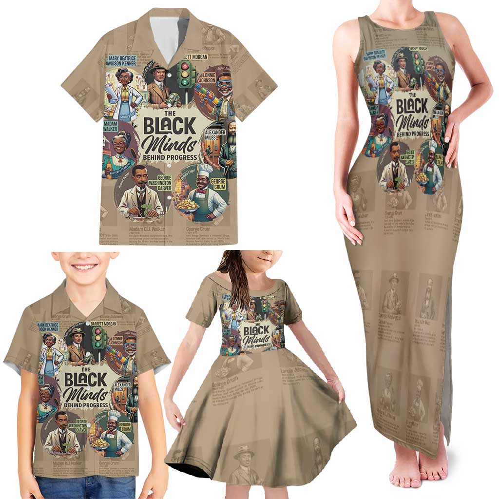 The Black Minds Behind Progress Family Matching Tank Maxi Dress and Hawaiian Shirt Africa Black Invention - Wonder Print Shop