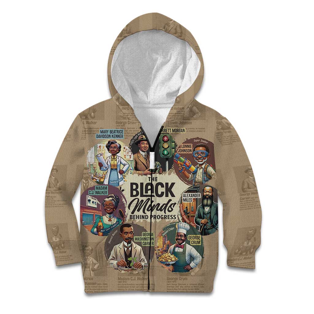 The Black Minds Behind Progress Kid Hoodie Africa Black Invention - Wonder Print Shop