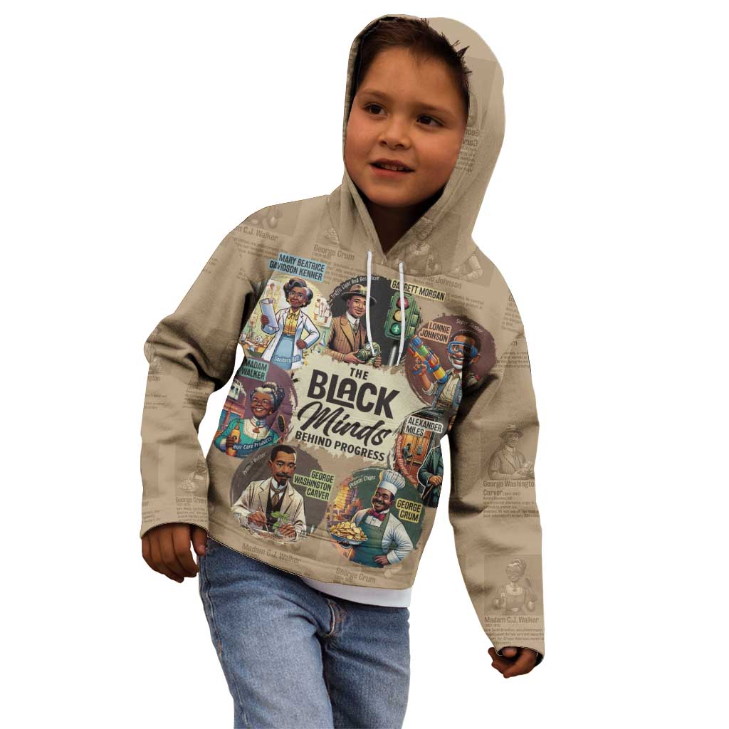 The Black Minds Behind Progress Kid Hoodie Africa Black Invention - Wonder Print Shop