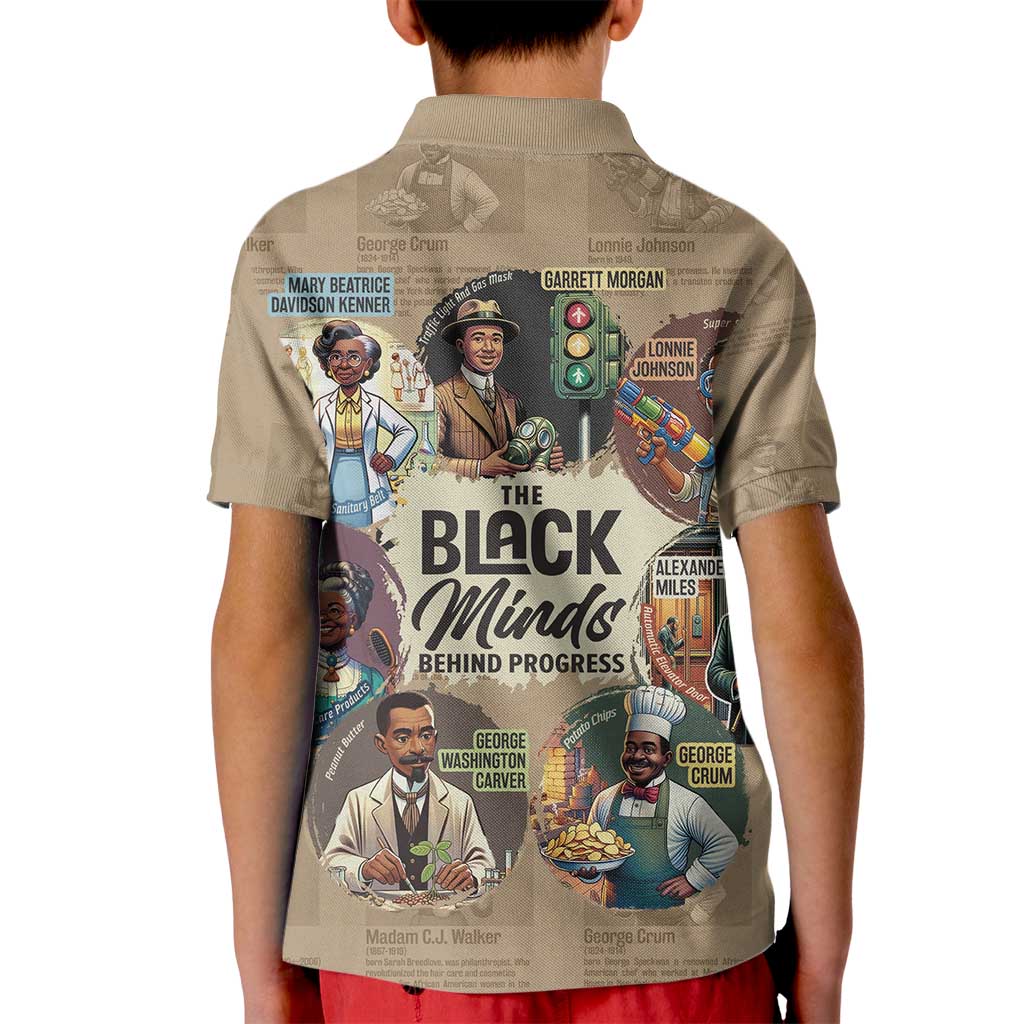 The Black Minds Behind Progress Kid Polo Shirt Africa Black Invention - Wonder Print Shop