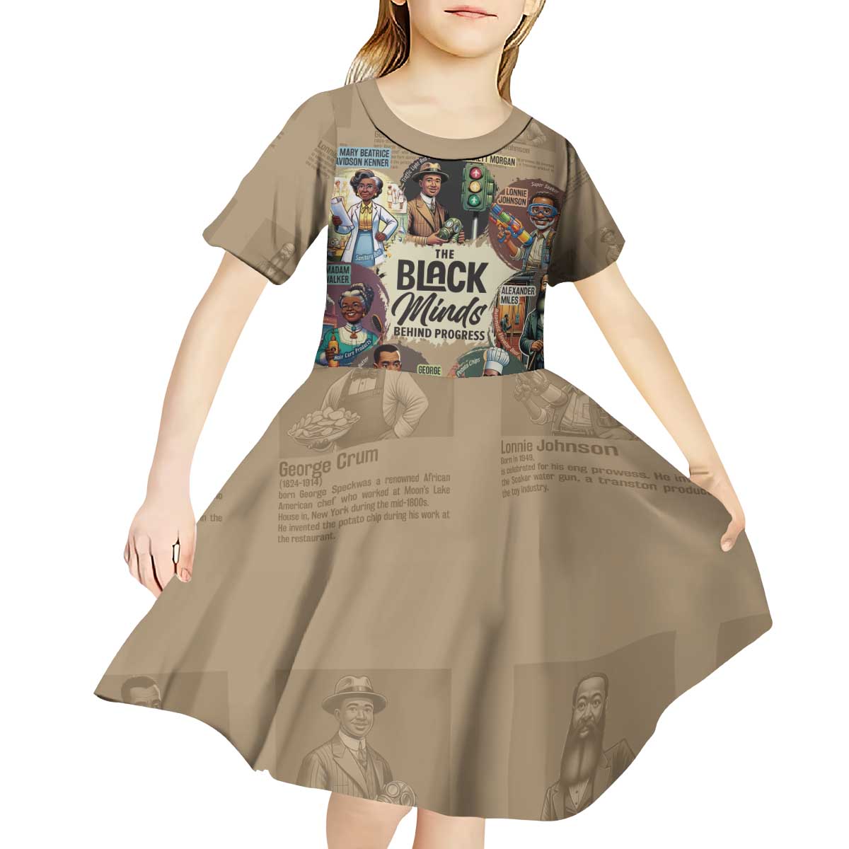 The Black Minds Behind Progress Kid Short Sleeve Dress Africa Black Invention - Wonder Print Shop