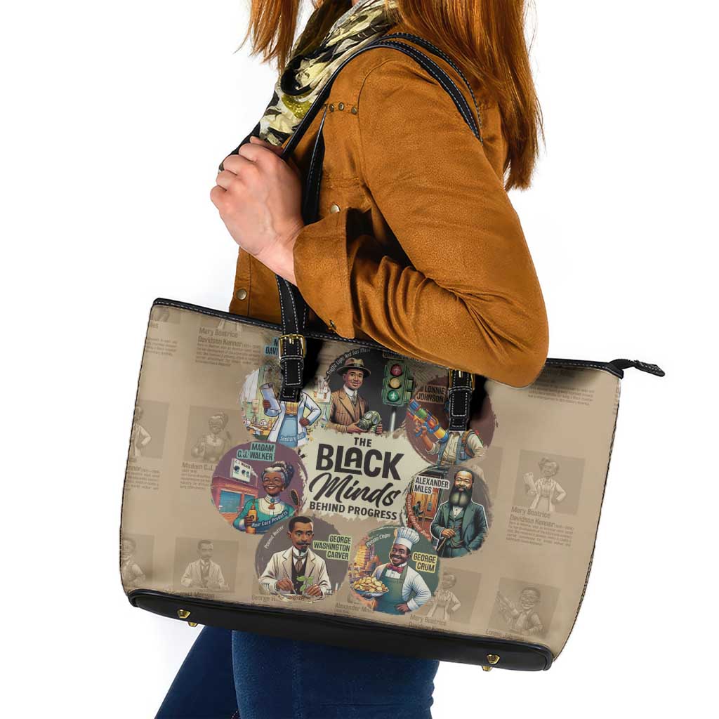 The Black Minds Behind Progress Leather Tote Bag Africa Black Invention - Wonder Print Shop