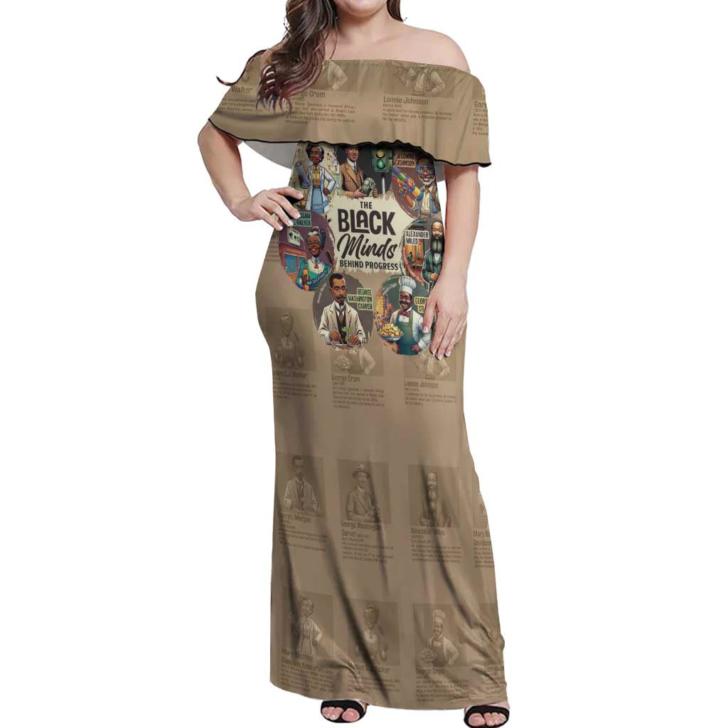 The Black Minds Behind Progress Off Shoulder Maxi Dress Africa Black Invention - Wonder Print Shop