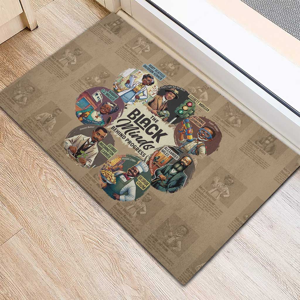 The Black Minds Behind Progress Rubber Doormat Africa Black Invention - Wonder Print Shop