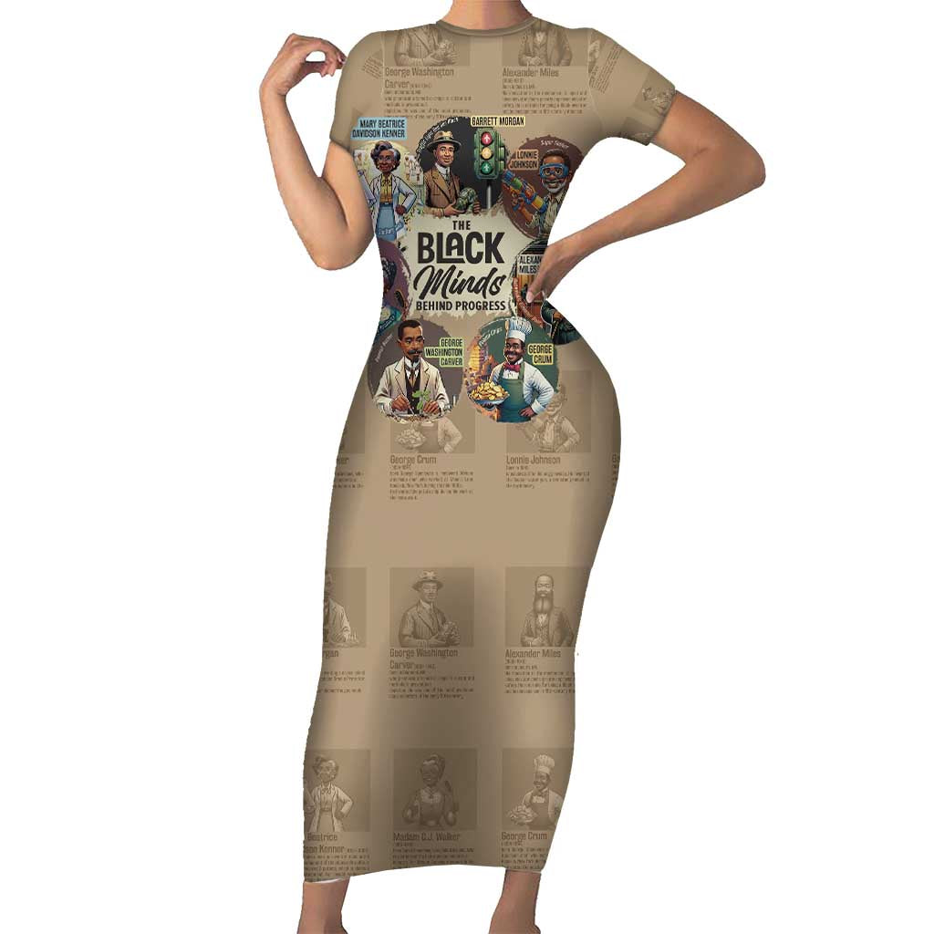 The Black Minds Behind Progress Short Sleeve Bodycon Dress Africa Black Invention - Wonder Print Shop