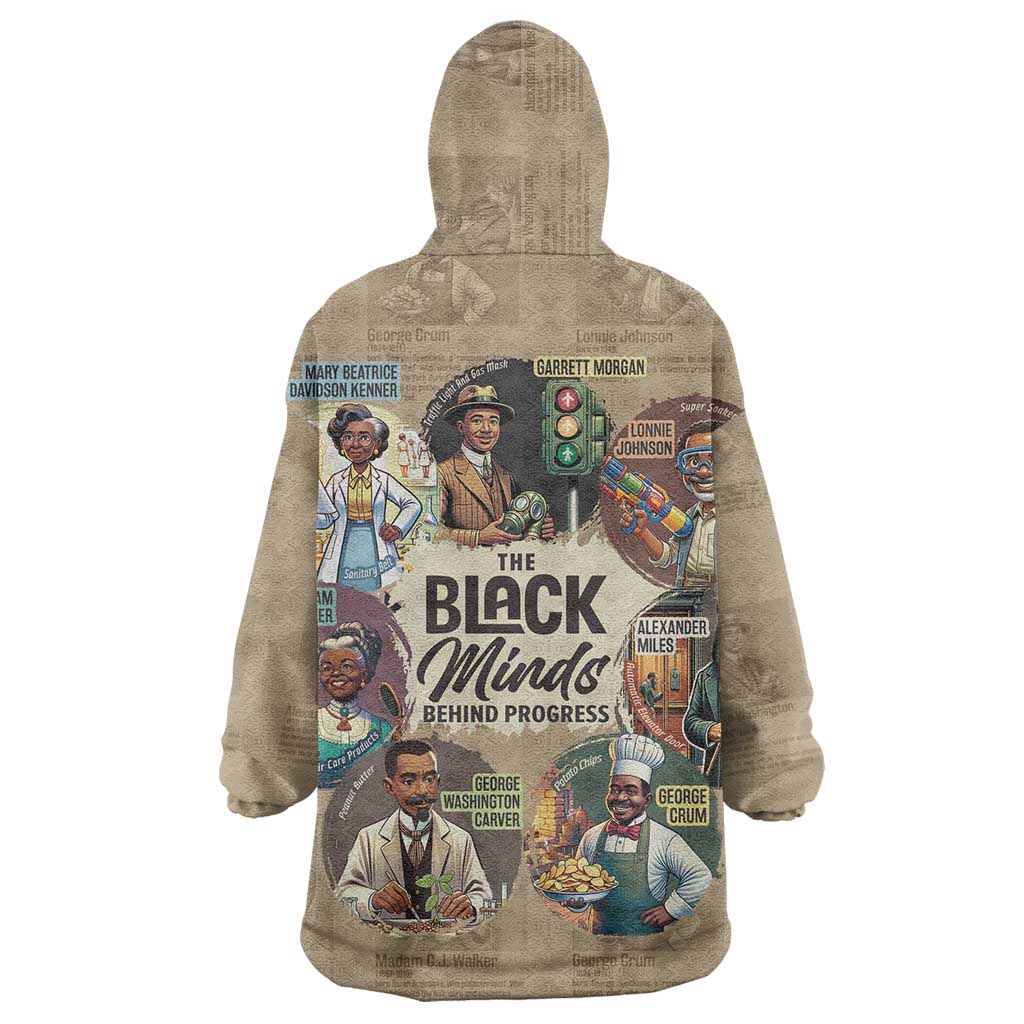 The Black Minds Behind Progress Wearable Blanket Hoodie Africa Black Invention - Wonder Print Shop