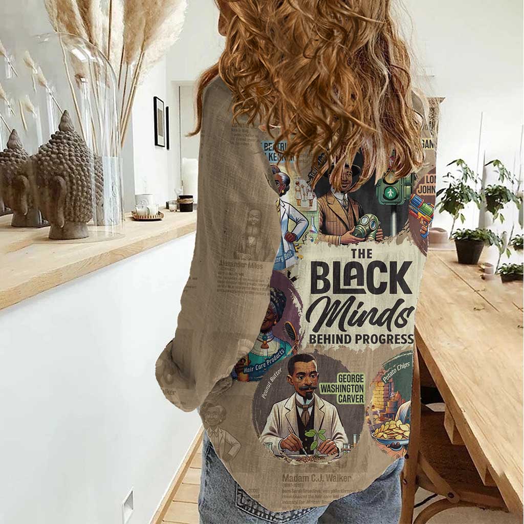 The Black Minds Behind Progress Women Casual Shirt Africa Black Invention - Wonder Print Shop