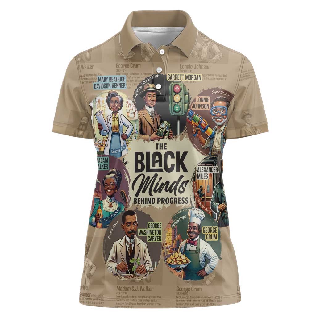 The Black Minds Behind Progress Women Polo Shirt Africa Black Invention - Wonder Print Shop
