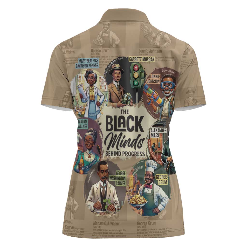 The Black Minds Behind Progress Women Polo Shirt Africa Black Invention - Wonder Print Shop