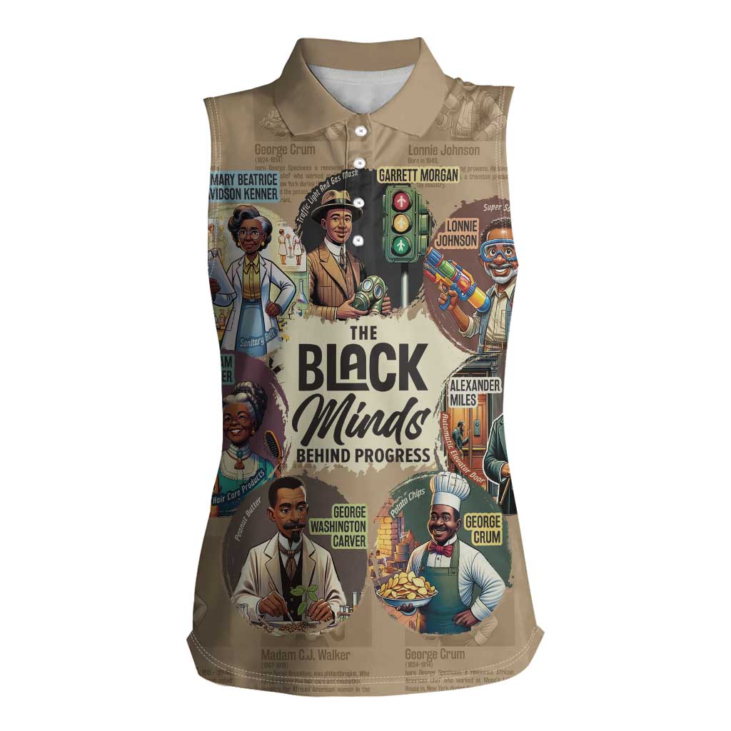 The Black Minds Behind Progress Women Sleeveless Polo Shirt Africa Black Invention - Wonder Print Shop