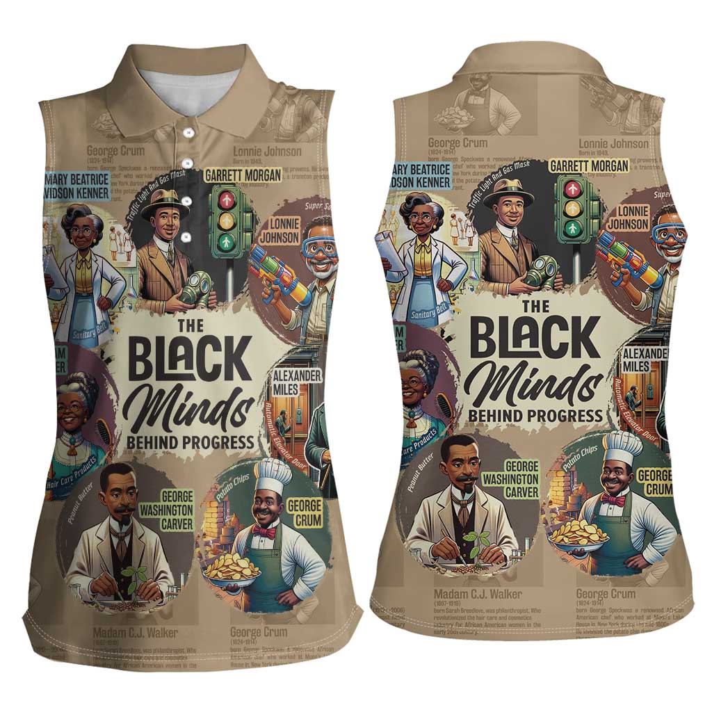 The Black Minds Behind Progress Women Sleeveless Polo Shirt Africa Black Invention - Wonder Print Shop