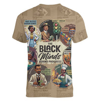 The Black Minds Behind Progress Women V-Neck T-Shirt Africa Black Invention - Wonder Print Shop