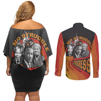 No Struggle No Progress Couples Matching Off Shoulder Short Dress and Long Sleeve Button Shirt Civil Rights Leaders - Wonder Print Shop