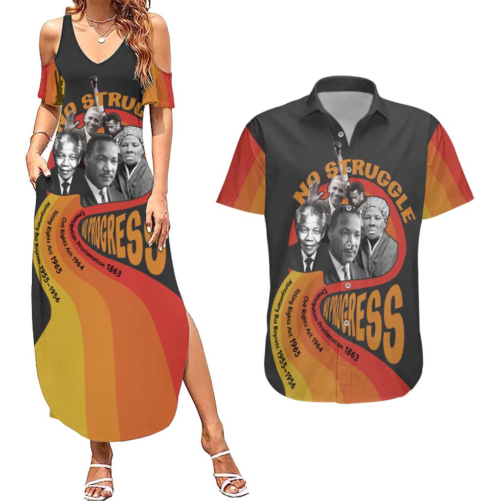 No Struggle No Progress Couples Matching Summer Maxi Dress and Hawaiian Shirt Civil Rights Leaders - Wonder Print Shop