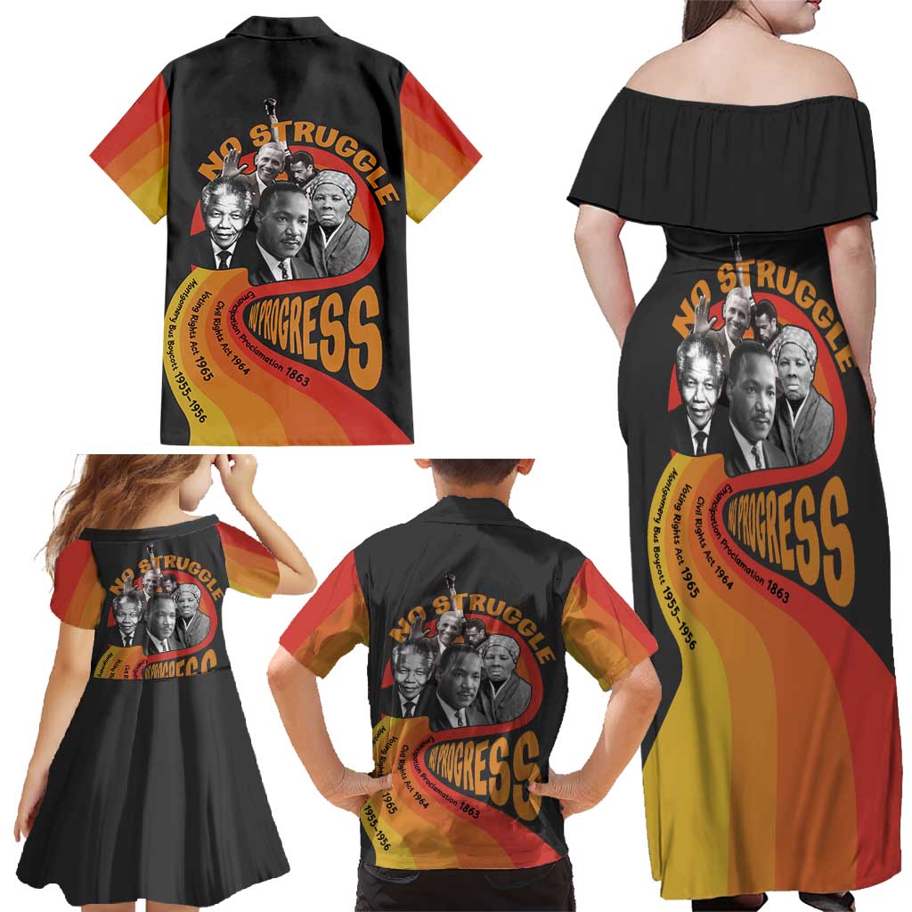 No Struggle No Progress Family Matching Off Shoulder Maxi Dress and Hawaiian Shirt Civil Rights Leaders - Wonder Print Shop