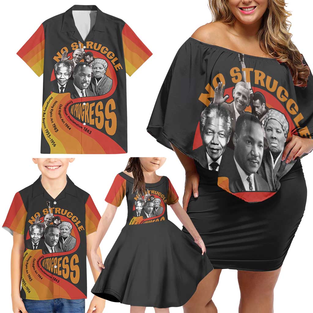 No Struggle No Progress Family Matching Off Shoulder Short Dress and Hawaiian Shirt Civil Rights Leaders - Wonder Print Shop